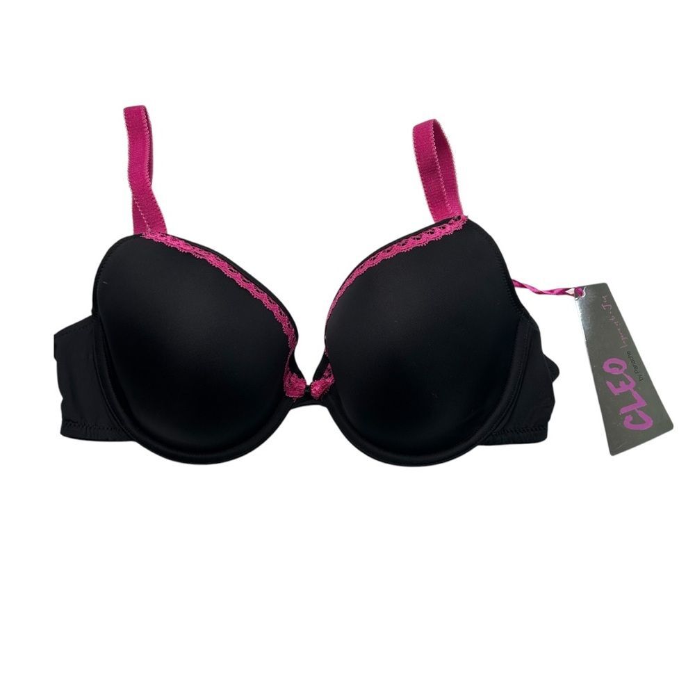 New Panache Jude Black Molded Cup Bra 32DD 32E Lace Trim